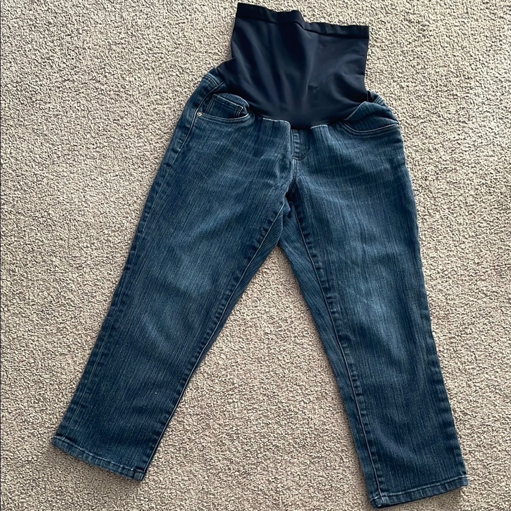 Oh Baby By Motherhood Maternity Pregnancy Jean Capris With Belly Band | Medium - Picture 1 of 11